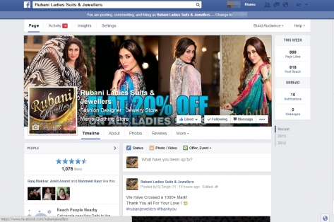 Online Marketing For Rubani Ladies Suits And Jewellers