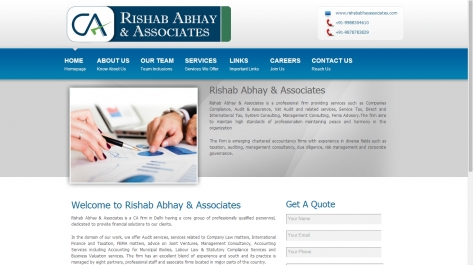 Website for Rishab and Abhay Associates (Chartered Accountants)